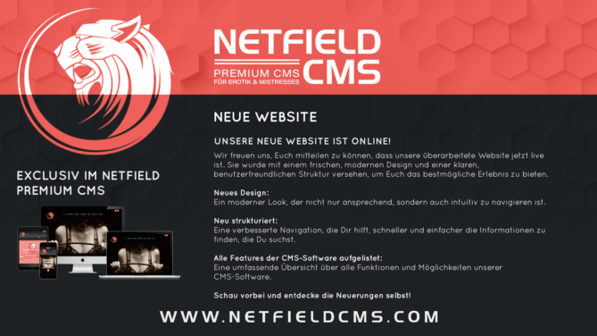 Neue Webseite für das Erotik und Mistress CMS